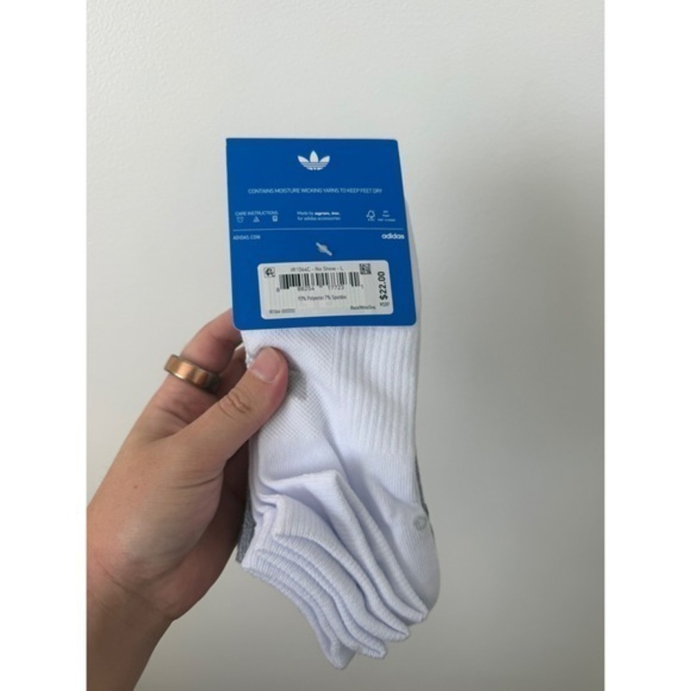 Adidas Originals Trefoil 6-Pack No Show Socks – Black/White/Grey – Unisex Large - Picture 4 of 4